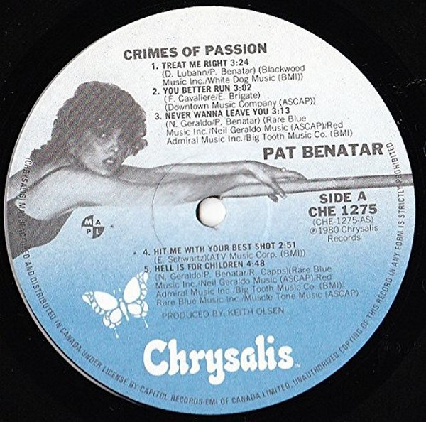 Pat Benatar - Crimes Of Passion | Chrysalis (CHE 1275) - 3
