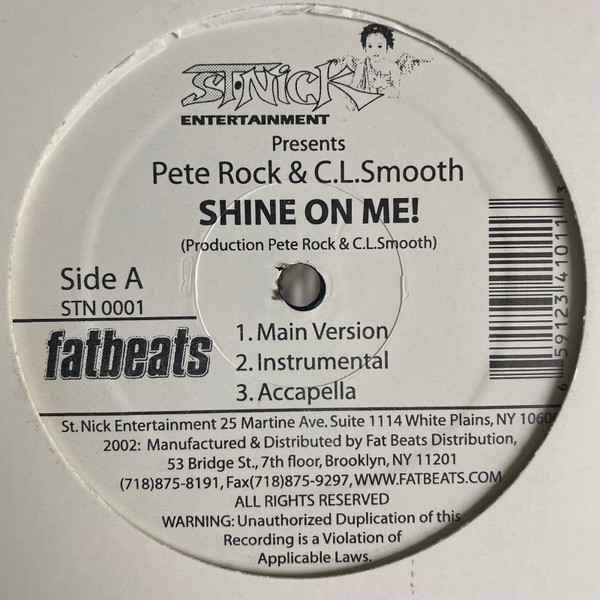 Pete Rock & C.L. Smooth - Shine On Me / Climax | St. Nick Entertainment (STN 0001) - main