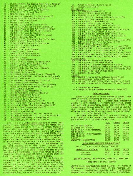 The Sugargliders - Top 40 Sculpture | Sarah Records (SARAH 86) - 3