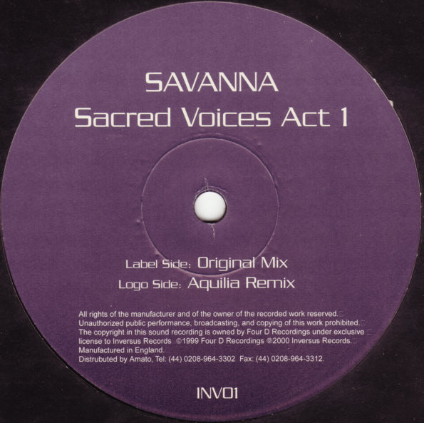 Savana - Sacred Voices Act 1 | Inversus Records (INV01) - 3 Savana - Sacred Voices Act 1 | Inversus Records (INV01) - 3