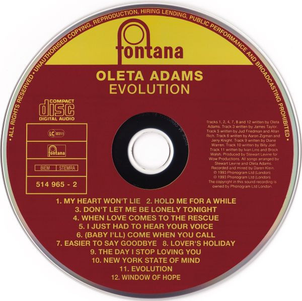 Oleta Adams - Evolution | Fontana (514 965-2) - main Oleta Adams - Evolution | Fontana (514 965-2) - main