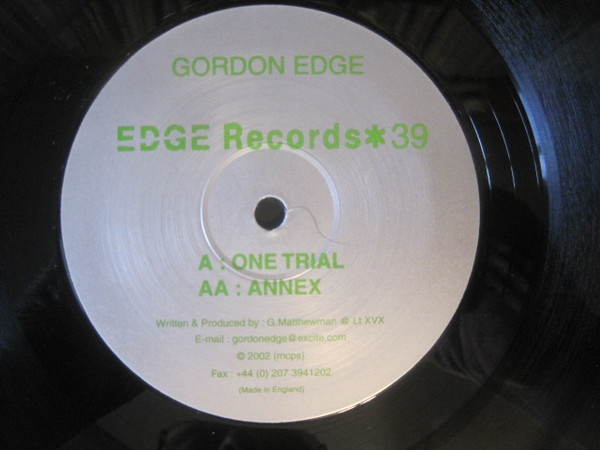 Gordon Edge - One Trial / Annex | Edge Records (EDGE 39) - 2
