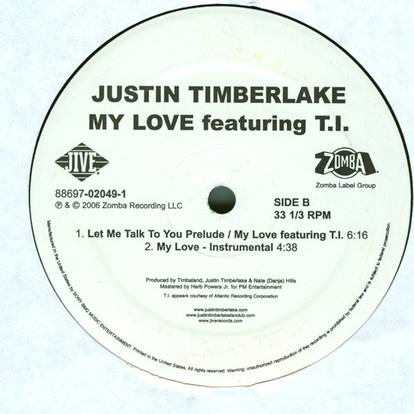 Justin Timberlake Featuring T.I. - My Love | Jive (88697 02049 1) - 3