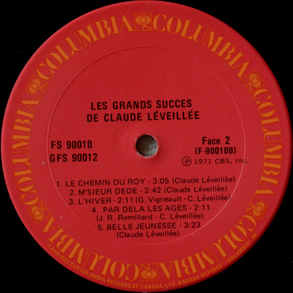 Claude Léveillée - Les Grands Succès De Claude Léveillée | Columbia (GFS-90012) - 4