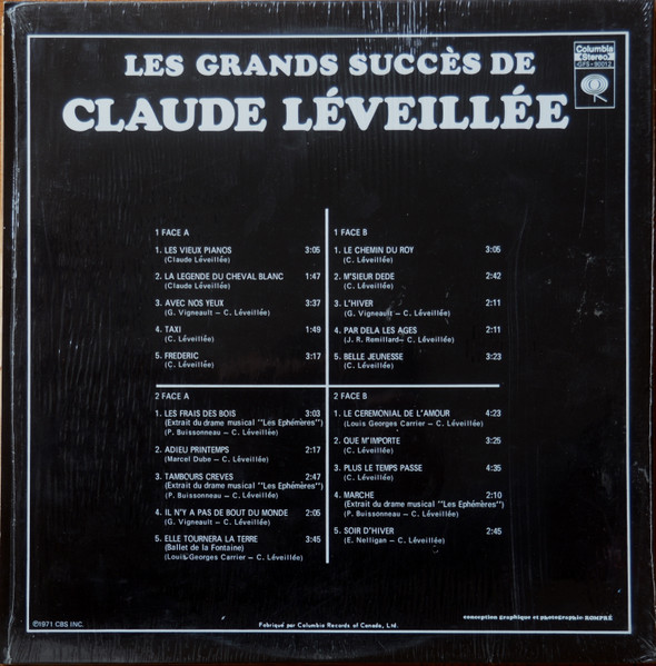 Claude Léveillée - Les Grands Succès De Claude Léveillée | Columbia (GFS-90012) - 2