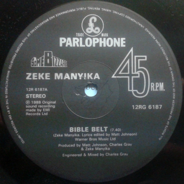 Zeke Manyika - Bible Belt | Parlophone (12R 6187) - 3 Zeke Manyika - Bible Belt | Parlophone (12R 6187) - 3