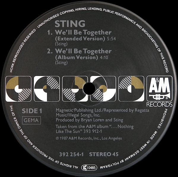 Sting - We'll Be Together | A&M Records (392254-1) - main
