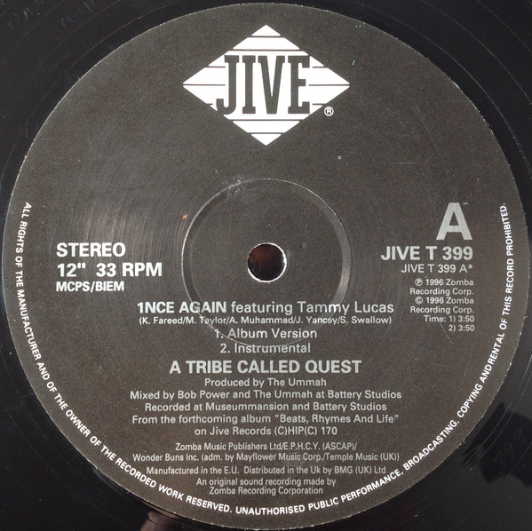 A Tribe Called Quest - 1nce Again | Jive (JIVE T 399) - 3