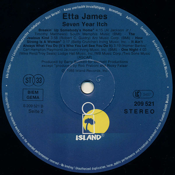 Etta James - Seven Year Itch | Island Records (209 521) - 4 Etta James - Seven Year Itch | Island Records (209 521) - 4