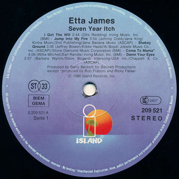 Etta James - Seven Year Itch | Island Records (209 521) - 3 Etta James - Seven Year Itch | Island Records (209 521) - 3
