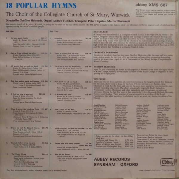 Choir of the Collegiate Church of St. Mary of Warwick - 18 Popular Hymns | Abbey (XMS 687) - 2 Choir of the Collegiate Church of St. Mary of Warwick - 18 Popular Hymns | Abbey (XMS 687) - 2
