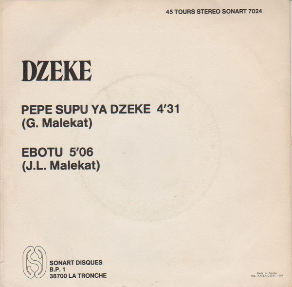 Dzeke - Pepe Supu Ya Dzeke / Ebotu | Sonart Disques (SONART 7024) - 2