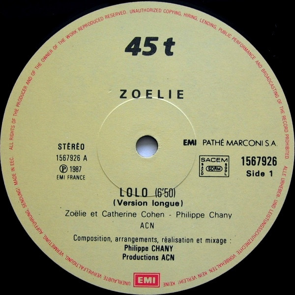 Zoëlie - Lolo | EMI (1567926) - 3
