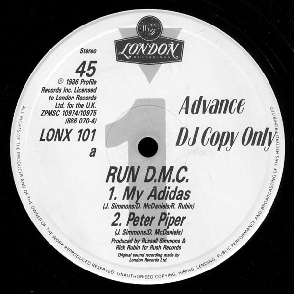 Run-DMC - My Adidas / Peter Piper | London Records (LONX 101) - 3 Run-DMC - My Adidas / Peter Piper | London Records (LONX 101) - 3