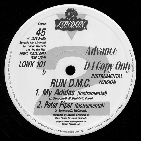 Run-DMC - My Adidas / Peter Piper | London Records (LONX 101) - 4 Run-DMC - My Adidas / Peter Piper | London Records (LONX 101) - 4