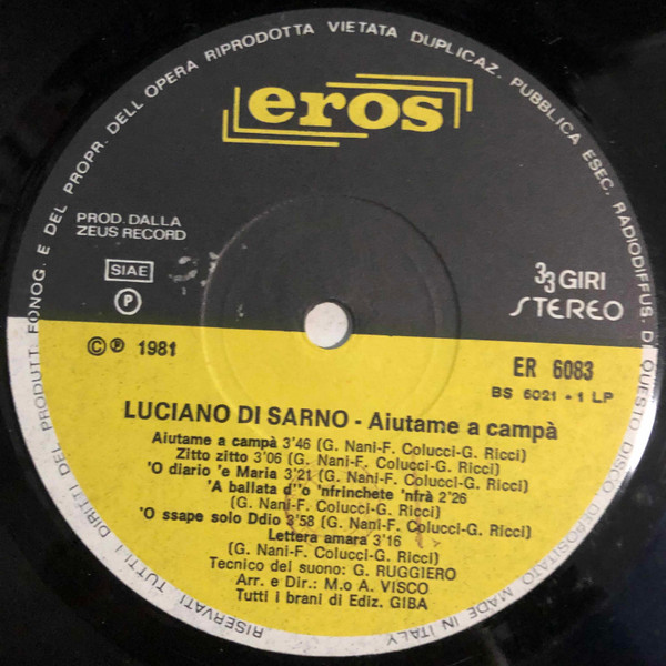 Luciano Di Sarno - Aiutame A Campà | Eros (ER 6083) - 4