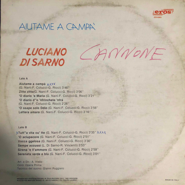 Luciano Di Sarno - Aiutame A Campà | Eros (ER 6083) - 2
