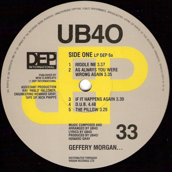 UB40 - Geffery Morgan... | DEP International (LP DEP 6) - 2