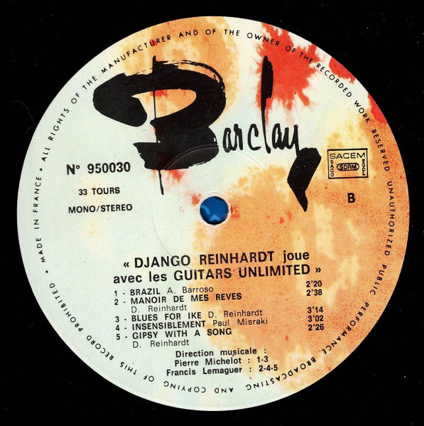 Django Reinhardt Joue Avec The Guitars Unlimited - Nuages / Manoir De Mes Rêves... | Barclay (950030) - 4 Django Reinhardt Joue Avec The Guitars Unlimited - Nuages / Manoir De Mes Rêves... | Barclay (950030) - 4