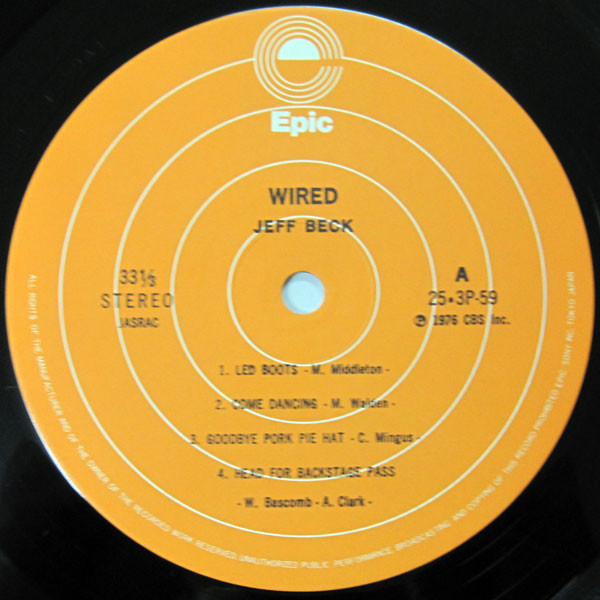 Jeff Beck - Wired | Epic (25·3P-59) - 2