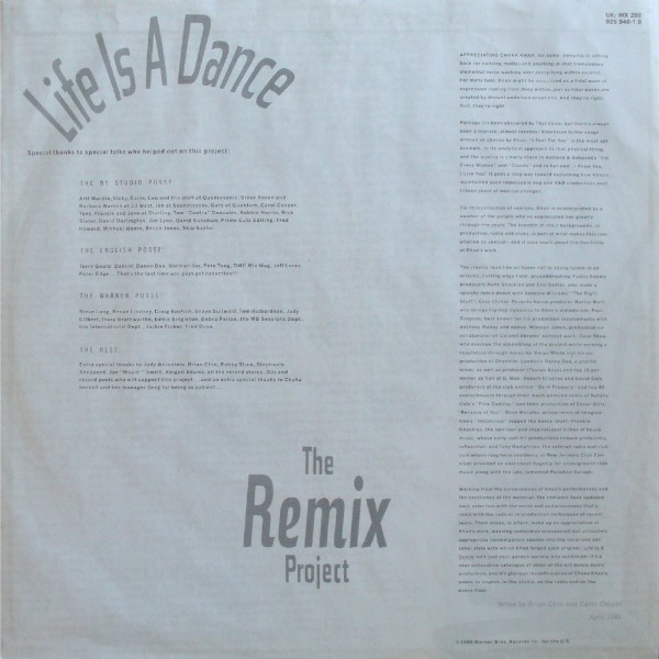 Chaka Khan - Life Is A Dance - The Remix Project | Warner Bros. Records (925 946-1) - 9