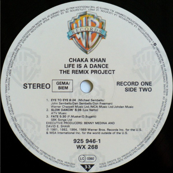 Chaka Khan - Life Is A Dance - The Remix Project | Warner Bros. Records (925 946-1) - 3