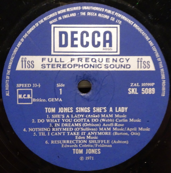 Tom Jones - Tom Jones Sings She's A Lady | Decca (SKL 5089) - 3 Tom Jones - Tom Jones Sings She's A Lady | Decca (SKL 5089) - 3