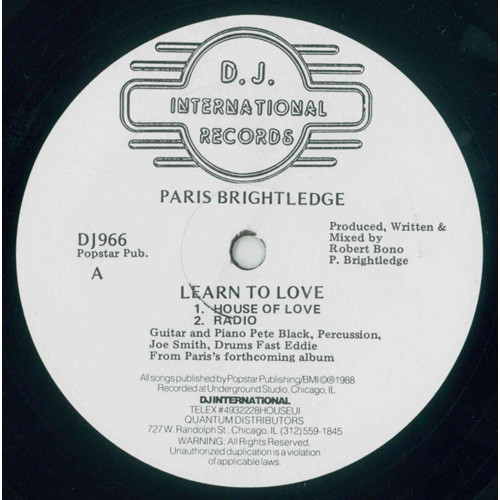 Paris Brightledge - Learn To Love | D.J. International Records (DJ966)
