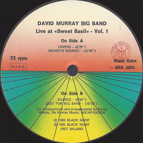 David Murray Big Band - Live At "Sweet Basil" - Vol. 1 | Black Saint (BSR 0085) - 3