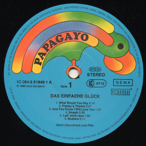 A Z R A - Das Einfache Glück (Azra's Soundtrack Zum Film) | Papagayo (1C 064 2 51849 1)