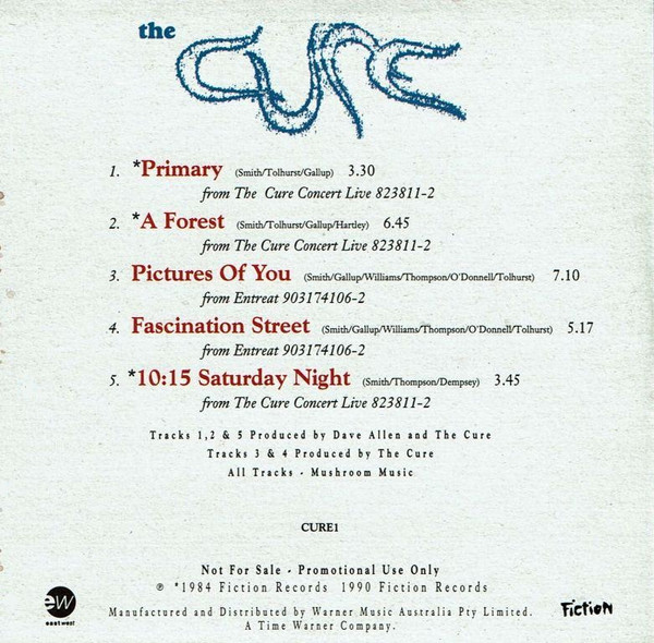 The Cure - Five Live CD PROMO CARD SLEEVE | Warner Music Australia (CURE 1) - 3 The Cure - Five Live CD PROMO CARD SLEEVE | Warner Music Australia (CURE 1) - 3