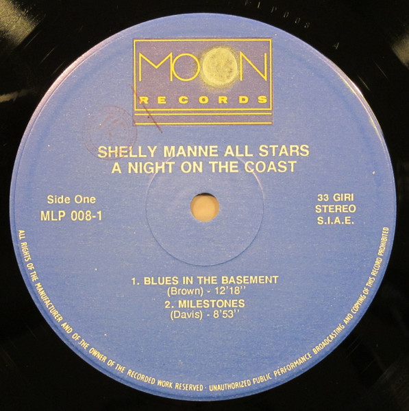 Shelly Manne All Stars - A Night On The Coast | Moon Records (MLP 008-1) - 3