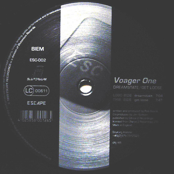Voyager One - Dreamstate / Get Loose | Escape Recordings (ESC-002) Voyager One - Dreamstate / Get Loose | Escape Recordings (ESC-002)