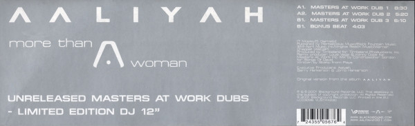 Aaliyah - More Than A Woman (Masters  At Work Dubs) | Virgin (VUSTXX 230)