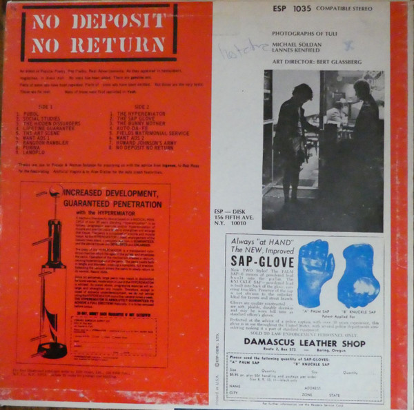 Tuli Kupferberg - No Deposit No Return | ESP-Disk' (ESP-1035) - 2