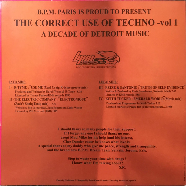Various - The Correct Use Of Techno - Vol. 1 Disc I | BPM Records (B.P.M. E.P. 003) - 2 Various - The Correct Use Of Techno - Vol. 1 Disc I | BPM Records (B.P.M. E.P. 003) - 2
