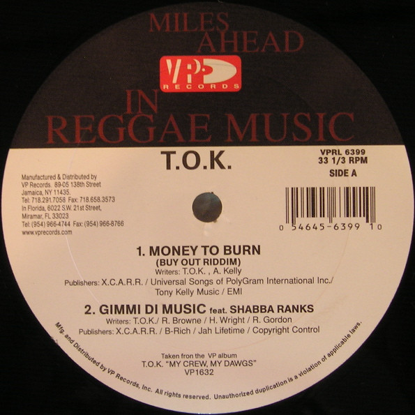 T.O.K. - Money To Burn / Gimmi Di Music | VP Records (VPRL 6399) - main