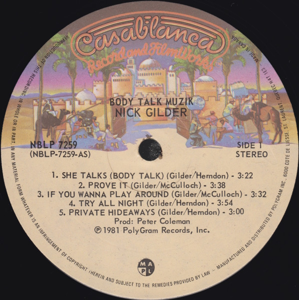 Nick Gilder - Body Talk Muzik | Casablanca (NBLP 7259) - 3 Nick Gilder - Body Talk Muzik | Casablanca (NBLP 7259) - 3