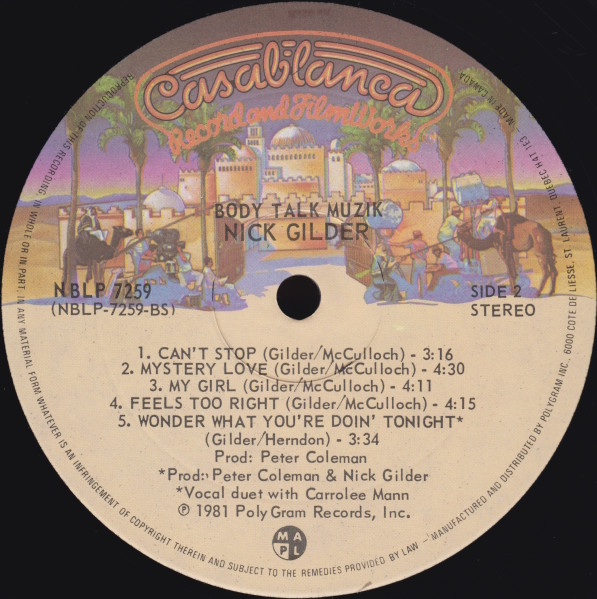 Nick Gilder - Body Talk Muzik | Casablanca (NBLP 7259) - 4 Nick Gilder - Body Talk Muzik | Casablanca (NBLP 7259) - 4