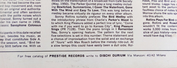 Sonny Rollins - Rollins Plays For Bird | Prestige (PR 7553) - 3