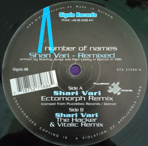 A Number Of Names - Shari Vari - Remixed | International Deejay Gigolo Records (Gigolo 88) - main A Number Of Names - Shari Vari - Remixed | International Deejay Gigolo Records (Gigolo 88) - main