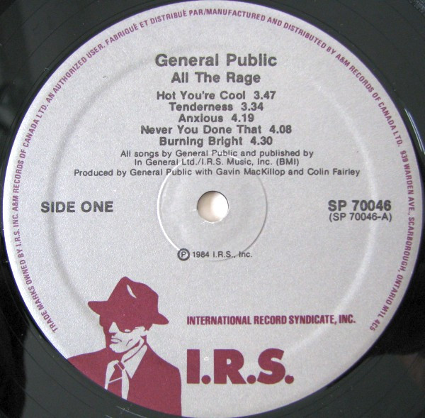 General Public - ...All The Rage | I.R.S. Records (SP 70046) - 3