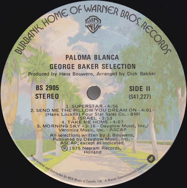 George Baker Selection - Paloma Blanca | Warner Bros. Records (BS 2905) - 4