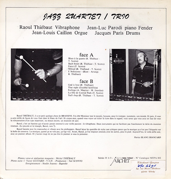 Raoul Thiébaut - Raoul Thiébaut Jazz Quartet / Trio | Archet (MTPA 002) - 2