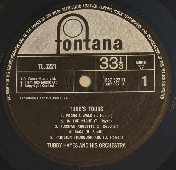 The Tubby Hayes Orchestra - Tubbs' Tours | Fontana (TL.5221) - 3