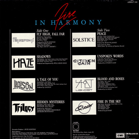 Various - Fire In Harmony | Elusive Records (ARRLP 100) - 2