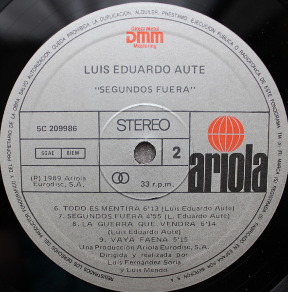 Luis Eduardo Aute - Segundos Fuera | Ariola (209986 5C) - 4