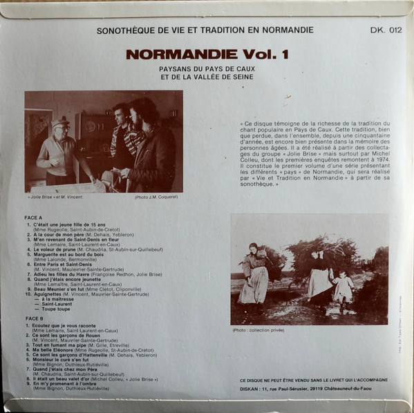 Various - Normandie Vol. 1 - Paysans Du Pays De Caux Et De La Vallée de Seine | Diskan (DK. 012) - 2 Various - Normandie Vol. 1 - Paysans Du Pays De Caux Et De La Vallée de Seine | Diskan (DK. 012) - 2