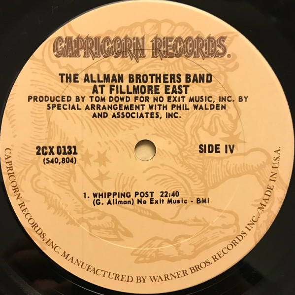 The Allman Brothers Band - The Allman Brothers Band At Fillmore East | Capricorn Records (2CX 0131) - 4