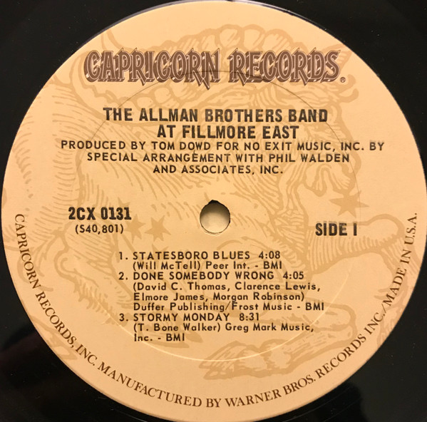 The Allman Brothers Band - The Allman Brothers Band At Fillmore East | Capricorn Records (2CX 0131) - 3